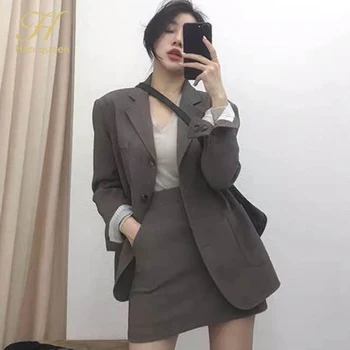 H Han Queen Women 2020 Autumn OL Work Wear 2 Pieces Suit Pocket Single breasted suit Coat & Sheath Pencil Skirt Occupation Sets
H Han Queen Women 2020 Autumn OL Work Wear 2 Pieces Suit Pocket Single breasted suit Coat & Sheath Pencil Skirt Occupation Sets