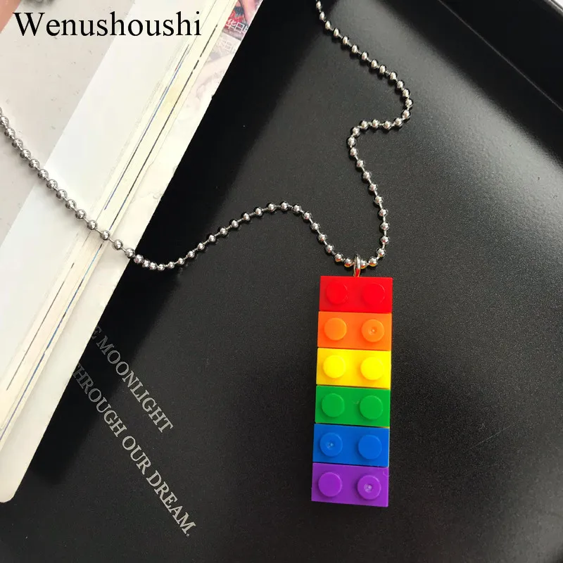 titanium chain fashion Childlike Acrylic rainbow building blocks necklaces women creative novelty toy brick necklace men di129
titanium chain fashion Childlike Acrylic rainbow building blocks necklaces women creative novelty toy brick necklace men di129