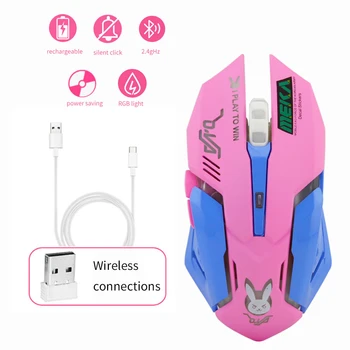 Wireless Gaming Mouse Rechargeable Cute Cartoon Computer Mause 2400DPI USB Optical Pink Ergonomic Silent RGB Mice For PC Laptop
Wireless Gaming Mouse Rechargeable Cute Cartoon Computer Mause 2400DPI USB Optical Pink Ergonomic Silent RGB Mice For PC Laptop