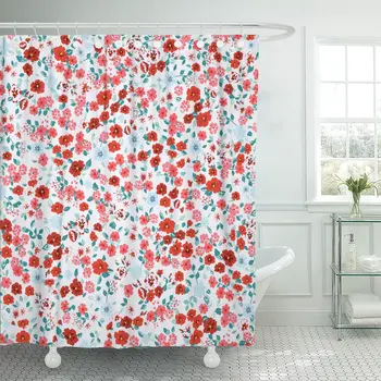 Flowery Bright Pattern in Small Scale Red and Blue Shower Curtain Waterproof Polyester Fabric 60 x 72 Inches Set with Hooks
Flowery Bright Pattern in Small Scale Red and Blue Shower Curtain Waterproof Polyester Fabric 60 x 72 Inches Set with Hooks