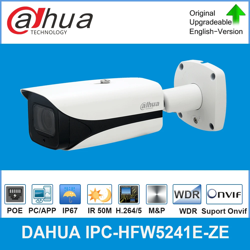 Dahua Original IPC-HFW5241E-ZE 2MP Pro AI IR Vari-focal Bullet Network Camera IR 50M Micro SD memory, IP67, IK10 IP POE Camera
Dahua Original IPC-HFW5241E-ZE 2MP Pro AI IR Vari-focal Bullet Network Camera IR 50M Micro SD memory, IP67, IK10 IP POE Camera