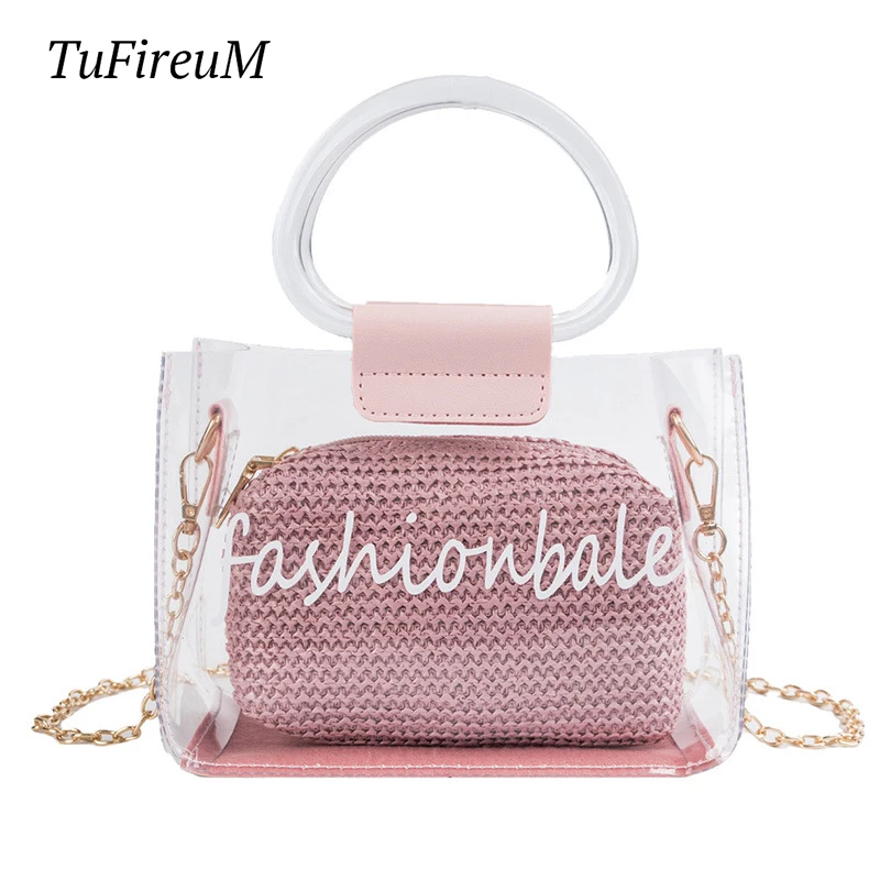Transparent Jelly Woman Portable Small Woven Bag 2019 New Fashion Designer Letter Zipper Pink Beach Shoulder Wicker Bag
Transparent Jelly Woman Portable Small Woven Bag 2019 New Fashion Designer Letter Zipper Pink Beach Shoulder Wicker Bag