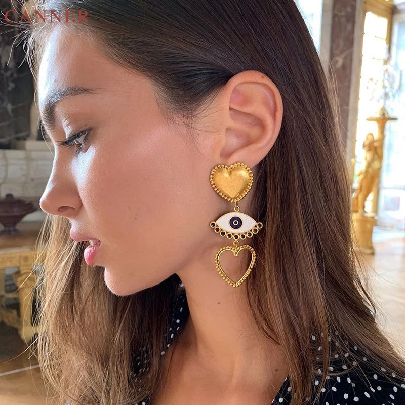 CANNER Woman Heart Drop Earrings 2019 Gold Color Statement Earings Party Long Dangle Earrings for Women Evil Eye Jewelry C40
CANNER Woman Heart Drop Earrings 2019 Gold Color Statement Earings Party Long Dangle Earrings for Women Evil Eye Jewelry C40