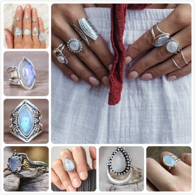 Vintage Moonstone Rings For Women Bridal Hollow Relief Moon Stone Flower Rings Wedding Party Boho Antique Silver Girl anillos R5 
Vintage Moonstone Rings For Women Bridal Hollow Relief Moon Stone Flower Rings Wedding Party Boho Antique Silver Girl anillos R5