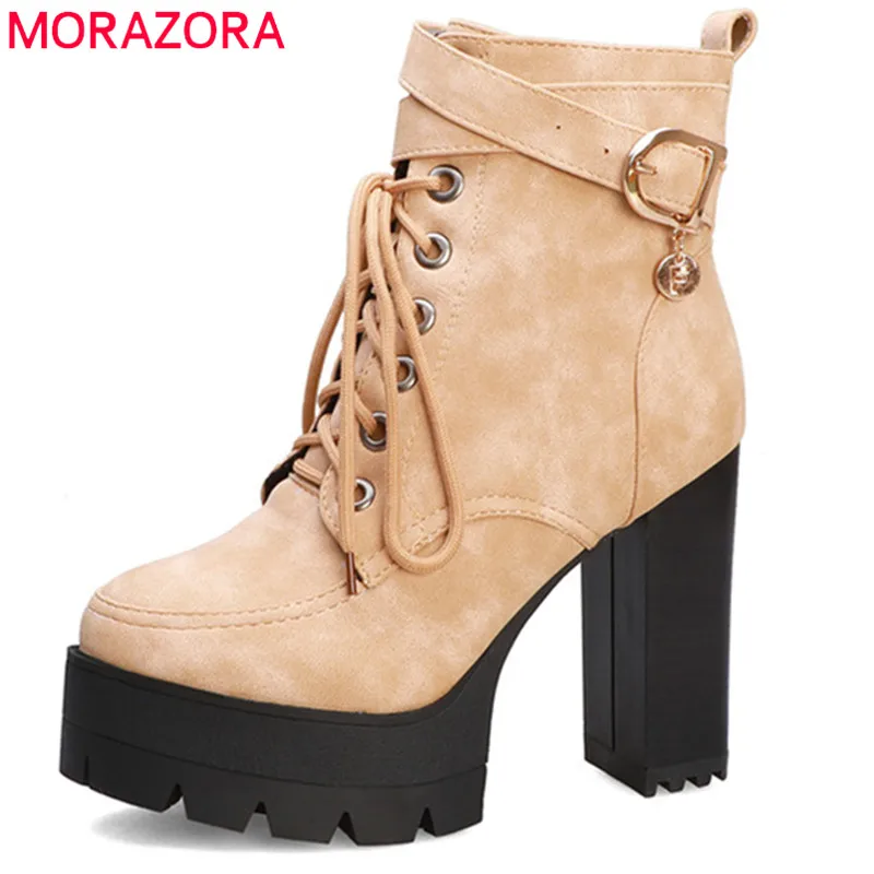 MORAZORA 2020 plus size 43 ankle boots women super high heels platform boots lace up round toe dress party prom shoes ladies
MORAZORA 2020 plus size 43 ankle boots women super high heels platform boots lace up round toe dress party prom shoes ladies