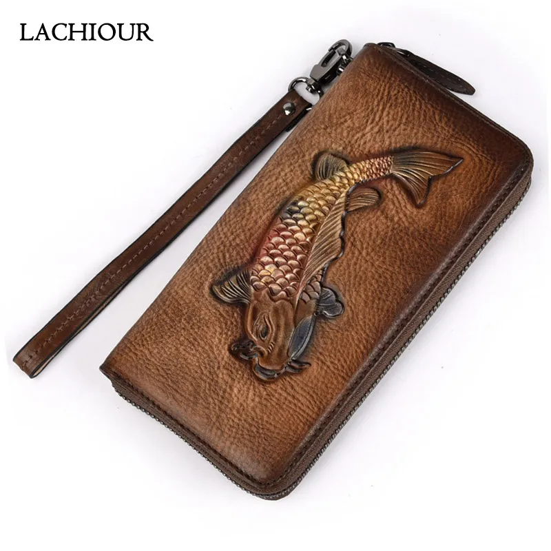 Lachiour Gold Fish Handy Bag Wallet Long Men Genuine Leather Wallet Unisex Zipper Large Cowhide Purse for Phone Bag Women
Lachiour Gold Fish Handy Bag Wallet Long Men Genuine Leather Wallet Unisex Zipper Large Cowhide Purse for Phone Bag Women