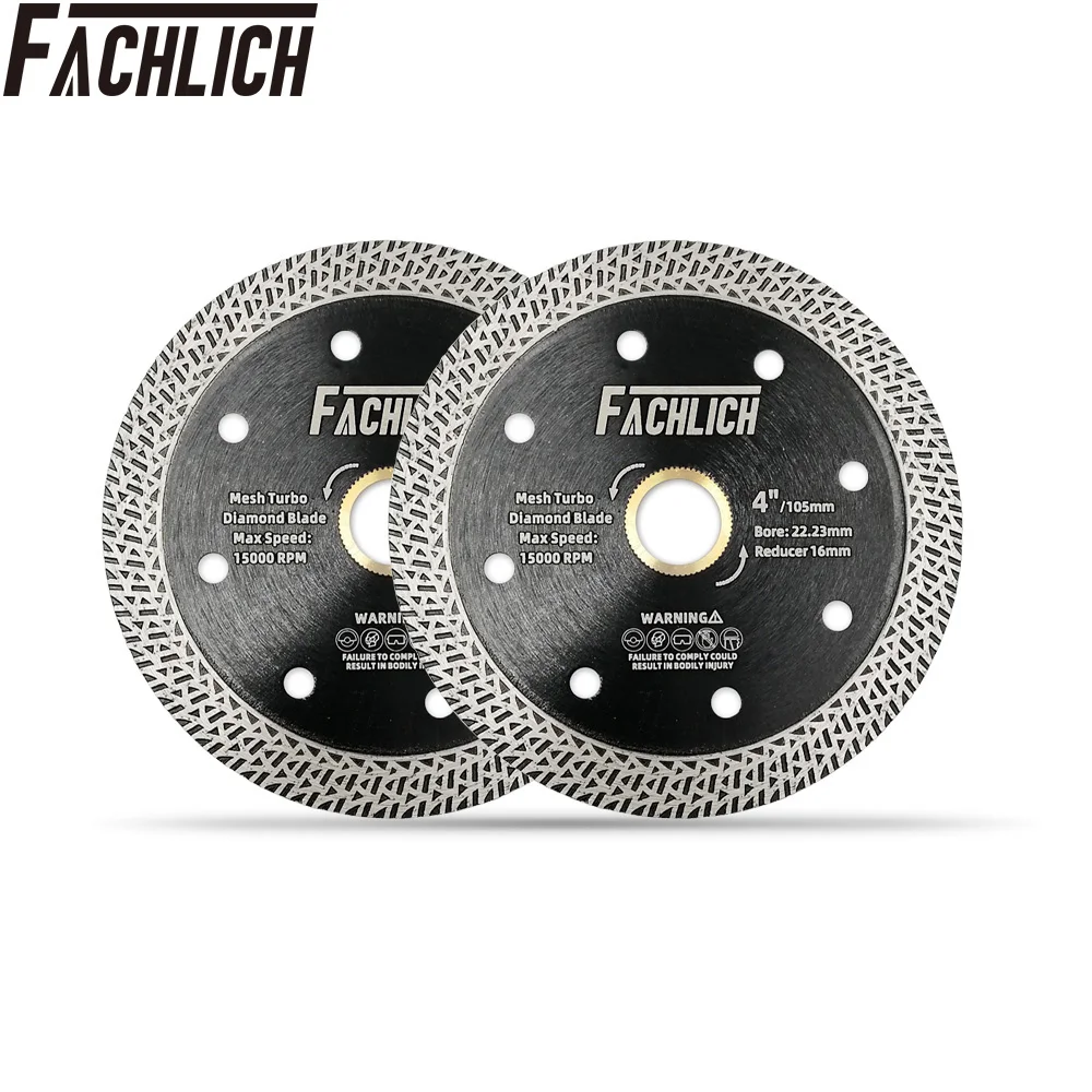 FACHLICH 1pc Dia 105mm/4" Sintered Diamond Cutting Disc Mesh turbo rim segment Saw Blade for Cutting Marble Granite Stones
FACHLICH 1pc Dia 105mm/4" Sintered Diamond Cutting Disc Mesh turbo rim segment Saw Blade for Cutting Marble Granite Stones
