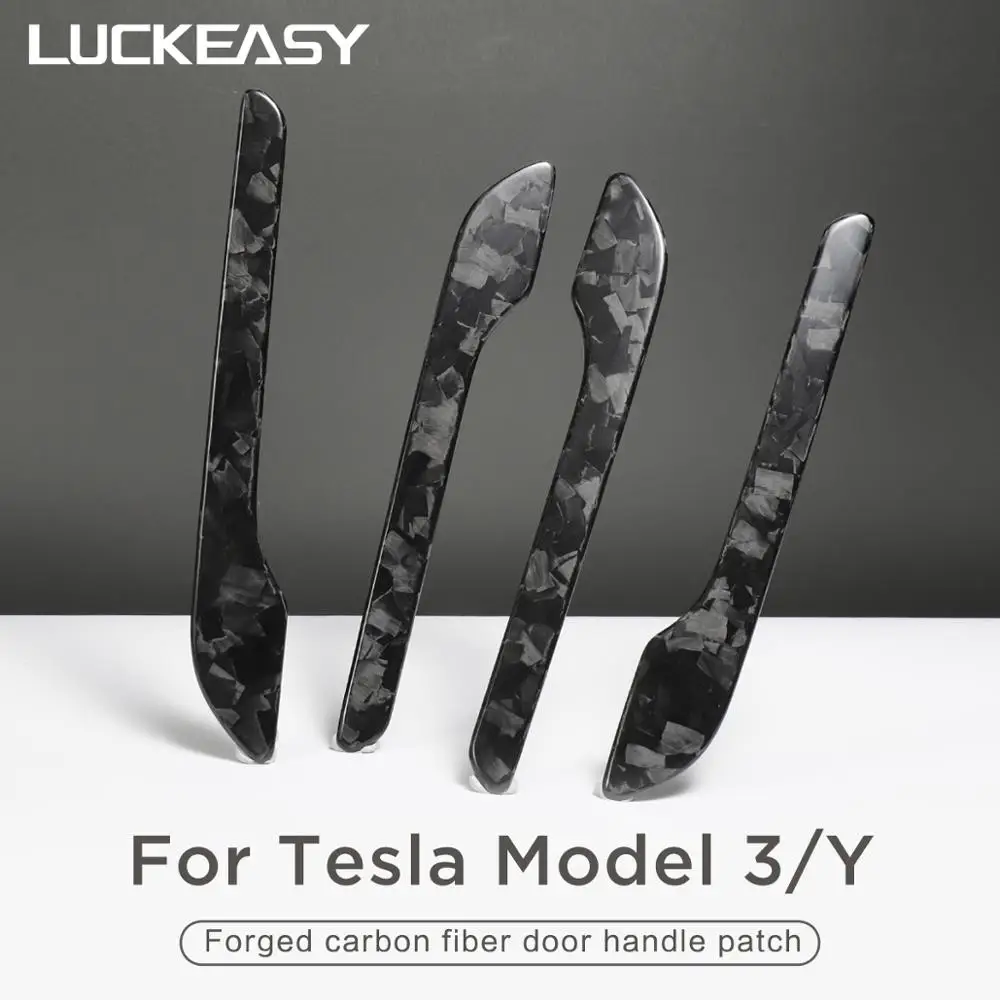 LUCKEASY кованая мраморная сухая ручка из углеродного волокна для Tesla Model 3 модель Y