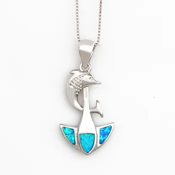 JZP0157 Popular dolphin and anchor blue opal pendants women's fashion element jewelr
JZP0157 Popular dolphin and anchor blue opal pendants women's fashion element jewelr