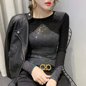 2020 Spring Autumn Clothes Sexy Shiny Patchwork Diamonds T-shirt Women Tops Ropa Mujer Bright Gold Bottoming Shirt Tees T9D003
2020 Spring Autumn Clothes Sexy Shiny Patchwork Diamonds T-shirt Women Tops Ropa Mujer Bright Gold Bottoming Shirt Tees T9D003