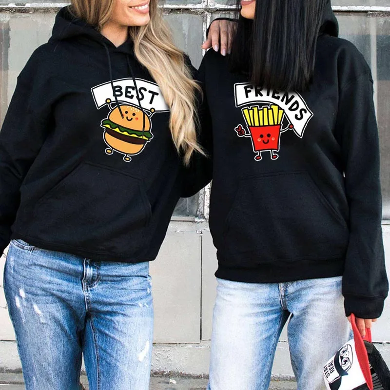 Best Friends Hoodies Autumn Winter Women Long Sleeve Hooded Sweatshirts Female hamburger French fries Printed Pullovers 
Best Friends Hoodies Autumn Winter Women Long Sleeve Hooded Sweatshirts Female hamburger French fries Printed Pullovers