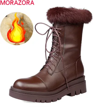 MORAZORA 2021New Winter Boots Fashion Lace Up Keep Warm Ankle Boots Med Heels Square Toe High Quality Women Boots Size 33-43 
MORAZORA 2021New Winter Boots Fashion Lace Up Keep Warm Ankle Boots Med Heels Square Toe High Quality Women Boots Size 33-43