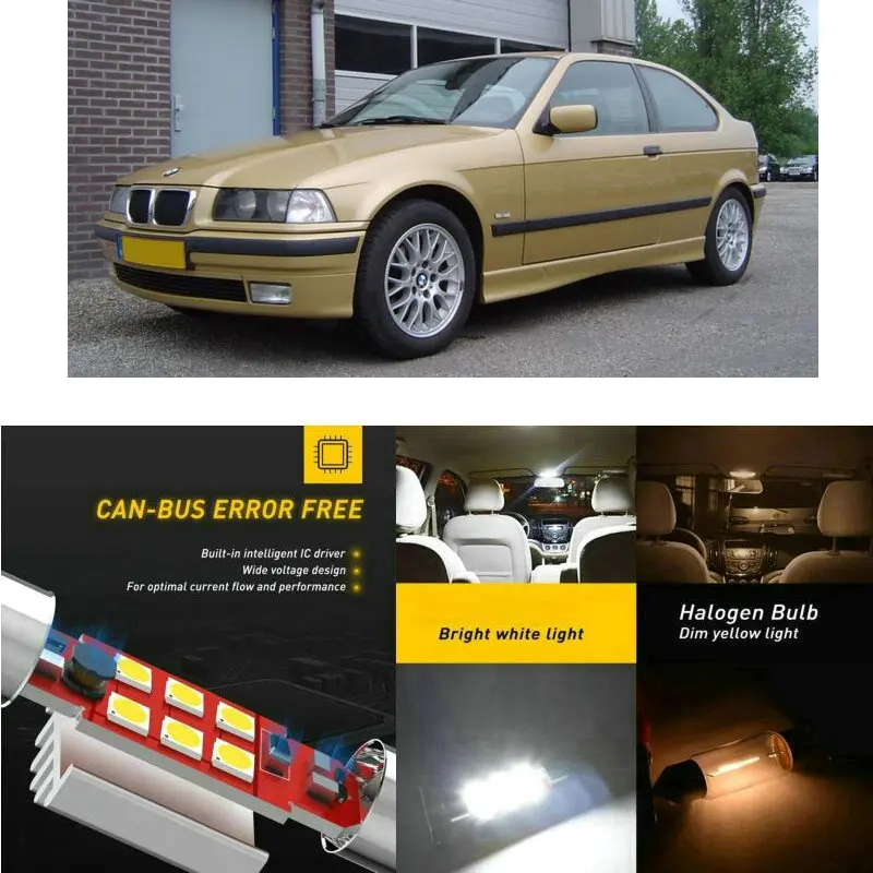 LED Interior Car Lights For Bmw e36 Compact Coupe Interior rear trunk glove box make-up mirror lighting error free
LED Interior Car Lights For Bmw e36 Compact Coupe Interior rear trunk glove box make-up mirror lighting error free
