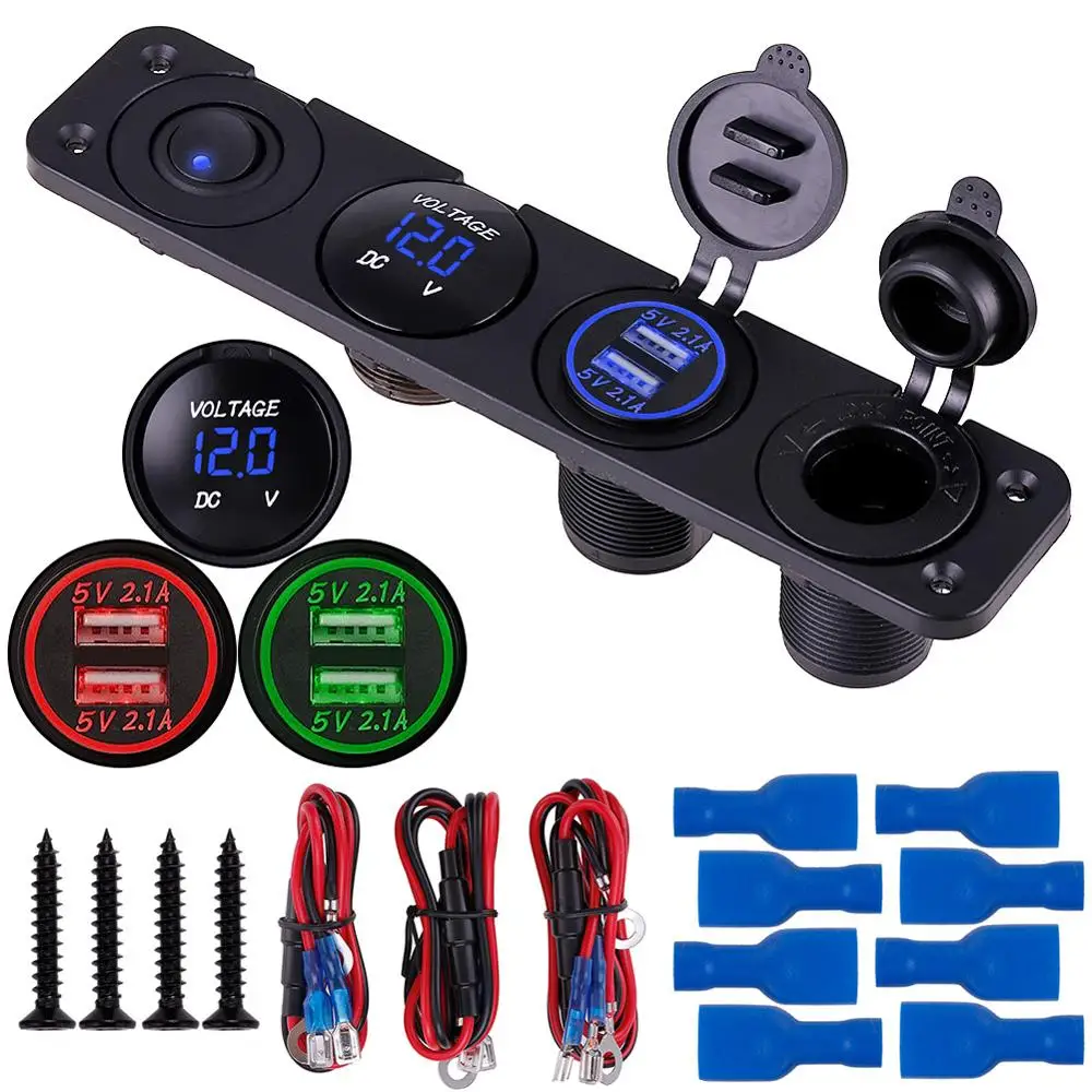 4 in 1 Switch Panel 12 V Dual USB Socket Charge 3.1 A LED Digital for Car Boat Modification
4 in 1 Switch Panel 12 V Dual USB Socket Charge 3.1 A LED Digital for Car Boat Modification