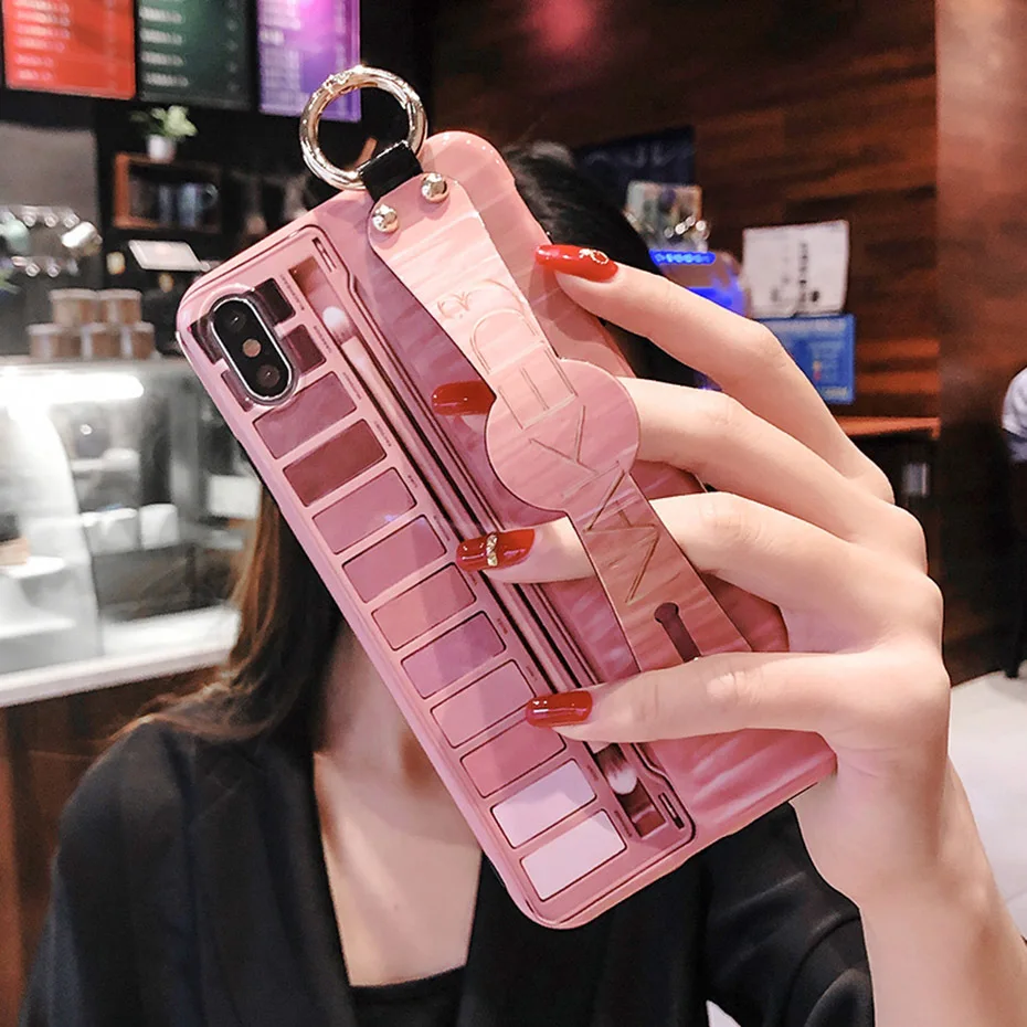 for iPhone XR X XS Max Cover Casing Makeup Phone Case for iPhone 8 7 6 6S Plus Luxury Chic Eye Shadow Box Wrist Strap Case
for iPhone XR X XS Max Cover Casing Makeup Phone Case for iPhone 8 7 6 6S Plus Luxury Chic Eye Shadow Box Wrist Strap Case