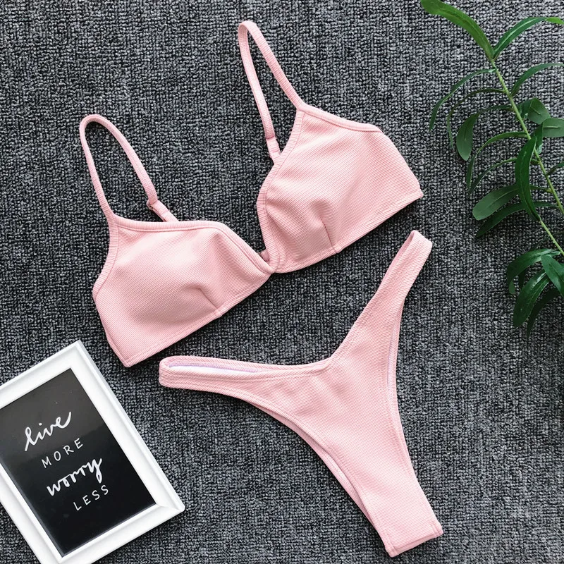 women summer swimsuit sexy bikini swimwear triangle retro thong bikinis set push up string monokini mujer biquinis feminino 2020