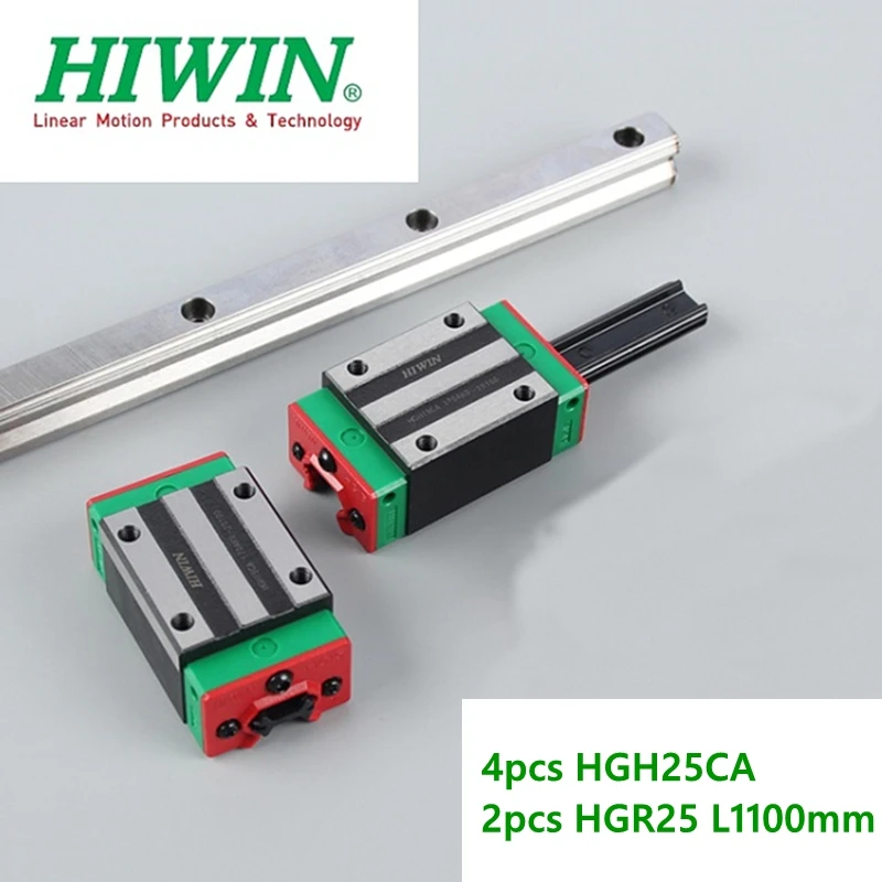 

4pcs Original HIWIN HGH25CA linear slide carriage block + 2pcs HGR25-L1100mm Linear guide rail