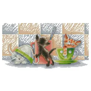 Cat and teacup patterns Counted Cross Stitch 11CT 14CT 18CT DIY Chinese Cross Stitch Kit Embroidery Needlework Sets
Cat and teacup patterns Counted Cross Stitch 11CT 14CT 18CT DIY Chinese Cross Stitch Kit Embroidery Needlework Sets