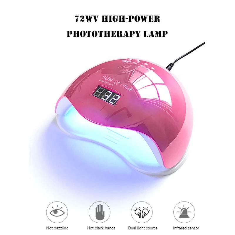 High Power 72w UV Lamp LED Nail Lamp for Drying Nails Manicure Tools Polish Gel Curing Nail Dryer Electroplating Shell
High Power 72w UV Lamp LED Nail Lamp for Drying Nails Manicure Tools Polish Gel Curing Nail Dryer Electroplating Shell