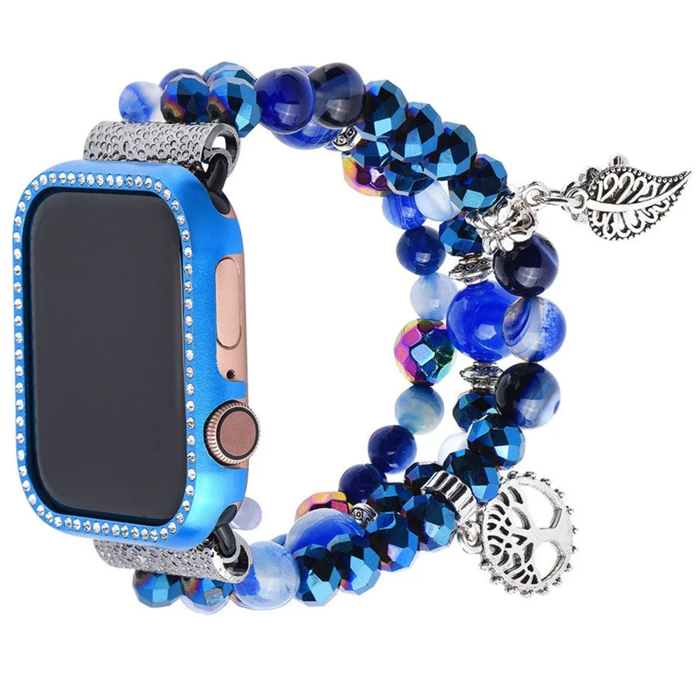Watchband with Case for Apple Watch Series 4 3 2 1 Diamond Metal Cover Agate Beads Bracelet Strap for iwatch 38/42/40/44MM Band
Watchband with Case for Apple Watch Series 4 3 2 1 Diamond Metal Cover Agate Beads Bracelet Strap for iwatch 38/42/40/44MM Band