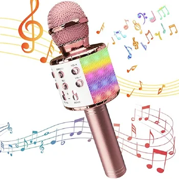 Karaoke Microphone for Kids Adults, Wireless 4 in 1 Handheld Bluetooth Microphone with LED Lights Boys Girls Singing Toy
Karaoke Microphone for Kids Adults, Wireless 4 in 1 Handheld Bluetooth Microphone with LED Lights Boys Girls Singing Toy