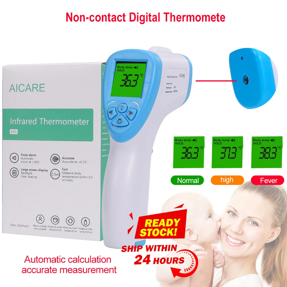 Forehead Thermometer Non-contact Infrared Thermometer Body Temperature Heat Digital Measuring Device For Children Adult
Forehead Thermometer Non-contact Infrared Thermometer Body Temperature Heat Digital Measuring Device For Children Adult