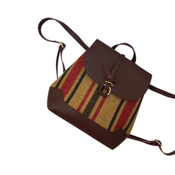 Women Backpacks Striped Cotton Linen Bandage Cover Female Fashion Design Casual Street Girl School Bag High Quality Shoulder Bag 
Women Backpacks Striped Cotton Linen Bandage Cover Female Fashion Design Casual Street Girl School Bag High Quality Shoulder Bag