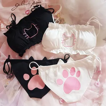 Japanese Anime Cosplay Cute Cat Hollow Out Sexy Open Chest Lace-up Underwear Set Sukumizu Soft Girl Strapless Lingerie Set 
Japanese Anime Cosplay Cute Cat Hollow Out Sexy Open Chest Lace-up Underwear Set Sukumizu Soft Girl Strapless Lingerie Set