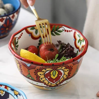 Bohemian Hand-painted Ceramic Salad Bowl Rice Ramen Bowl Soup Bowls Fruit Home Breakfast Cereal Household Kitchen Tableware
Bohemian Hand-painted Ceramic Salad Bowl Rice Ramen Bowl Soup Bowls Fruit Home Breakfast Cereal Household Kitchen Tableware