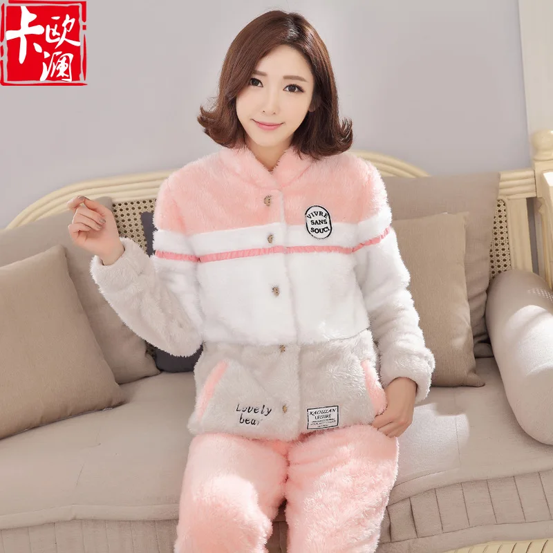 Coral Velvet Pajamas Women's Cute Winter Thick Flannel Tracksuit Women's Korean-style-Outer Wear Casual Pajamas
Coral Velvet Pajamas Women's Cute Winter Thick Flannel Tracksuit Women's Korean-style-Outer Wear Casual Pajamas