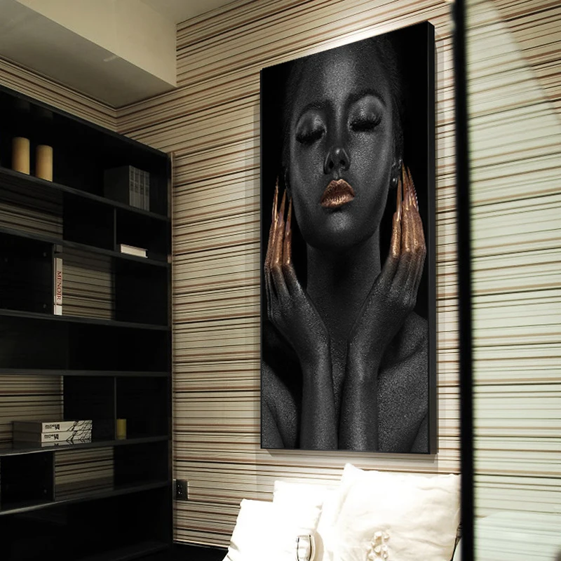 Sexy-Black-Woman-With-Silver-Jewelry-African-Art-Posters-And-Prints-African-Art-Canvas-Paintings-Wall (2)