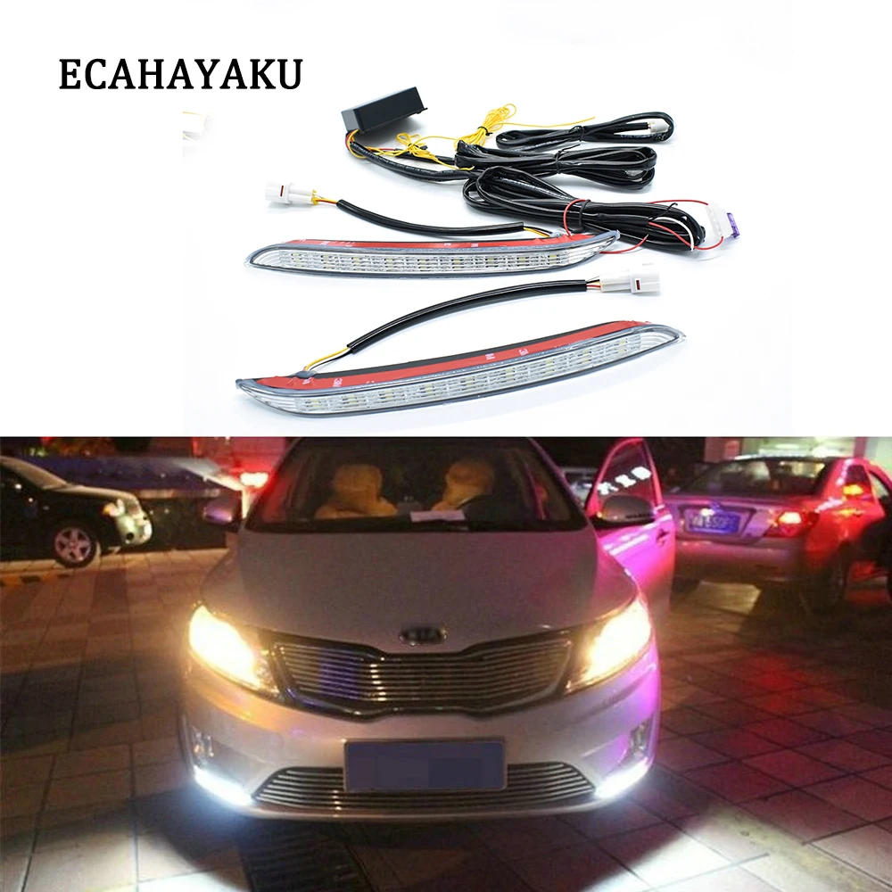ECAHAYAKU 1 pair LED day Daytime Running Light with yellow turning signal light DRL For KIA K2 New RIO DRL 2011-2014 Car styling
ECAHAYAKU 1 pair LED day Daytime Running Light with yellow turning signal light DRL For KIA K2 New RIO DRL 2011-2014 Car styling