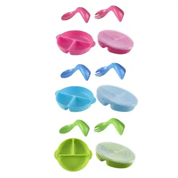4Pcs/Set Baby bowl+fork Feeding Food Tableware Cartoon Bear Kids Dishes Eating Dinnerware Training Dinner Plat