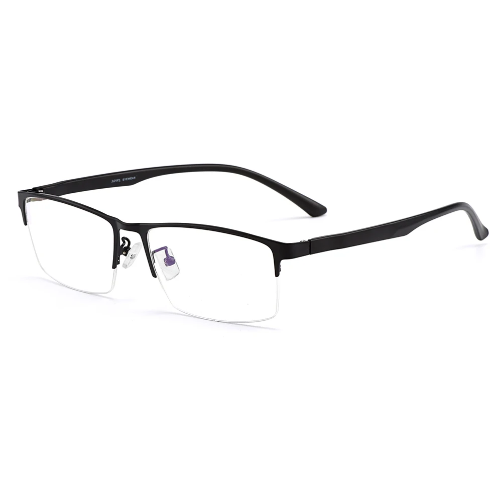 

Men Titanium Alloy Semi Rimless Eyeglasses Frame For Men Prescription Eyewear Flexible TR90 Legs IP Electroplating S61001