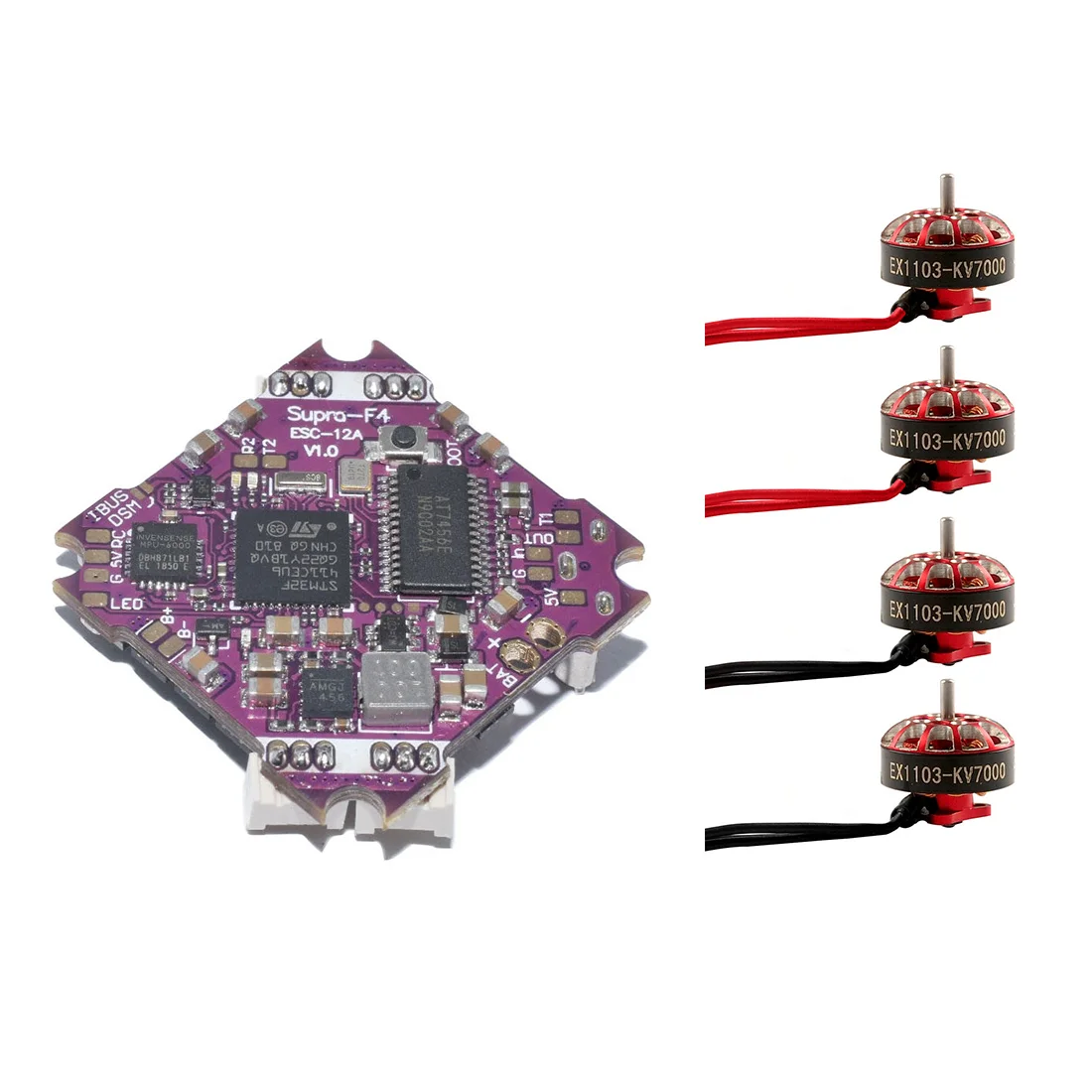 JMT Combo F4 F411 Flight Controller 4x EX1103 Brushless Motor AIO OSD BEC & 12A BL_S 2-4S 4in1 ESC DIY FPV Racing Drone
JMT Combo F4 F411 Flight Controller 4x EX1103 Brushless Motor AIO OSD BEC & 12A BL_S 2-4S 4in1 ESC DIY FPV Racing Drone