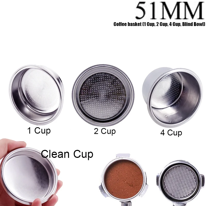 51/53/58mm 1/2/4 Cup and Blind Bowl Filter Replacement Filters Basket Dosing Ring for Coffee Bottomless Portafilter Parts | Дом и сад