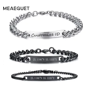 Personalized Chain Bracelet Men Bar Stainless Steel Name Plate Coordinate ID Wrist Bangles Couples Women Jewelry 
Personalized Chain Bracelet Men Bar Stainless Steel Name Plate Coordinate ID Wrist Bangles Couples Women Jewelry