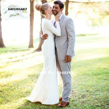 SATONOAKI Simple Ivory Mermaid Wedding Dresses Long Sleeve Floor Length Muslim Garden Country Beach Bridal Gowns Wedding Gowns
SATONOAKI Simple Ivory Mermaid Wedding Dresses Long Sleeve Floor Length Muslim Garden Country Beach Bridal Gowns Wedding Gowns