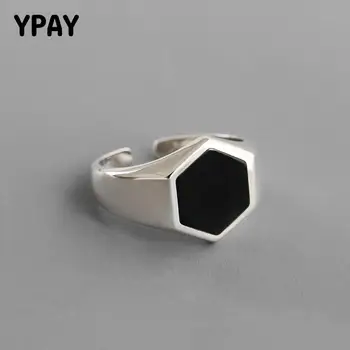 YPAY 100% Genuine 925 Sterling Silver Open Rings for Women Korea Geometric Hexagon Black Epoxy Finger Ring Fine Jewelry YMR1019
YPAY 100% Genuine 925 Sterling Silver Open Rings for Women Korea Geometric Hexagon Black Epoxy Finger Ring Fine Jewelry YMR1019