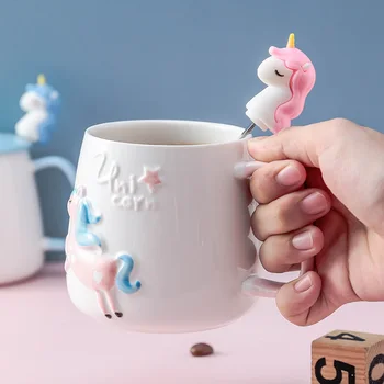 Cute Unicorn Coffee Mug with Lid and Spoon for Breakfast Milk Tea Drinking Ceramic Tea Cup Gift for Girls Pink 350ml
Cute Unicorn Coffee Mug with Lid and Spoon for Breakfast Milk Tea Drinking Ceramic Tea Cup Gift for Girls Pink 350ml