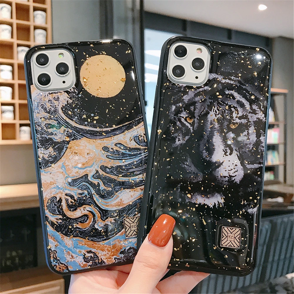 Bling Case For iPhone 11 6 6s 7 8 Plus X XR XS Max Luxury Gold Foil Tiger Moon Soft Silicon Glitter Case For iPhone 11 Pro Max
Bling Case For iPhone 11 6 6s 7 8 Plus X XR XS Max Luxury Gold Foil Tiger Moon Soft Silicon Glitter Case For iPhone 11 Pro Max