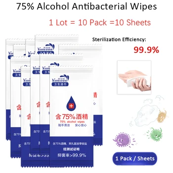 Brand 10 Pcs / Lot 75% Alcohol wet Wipes Separate Bag Portable Anti-Virus Sterilization Wipes Versatile And Convenient Non-Woven
Brand 10 Pcs / Lot 75% Alcohol wet Wipes Separate Bag Portable Anti-Virus Sterilization Wipes Versatile And Convenient Non-Woven
