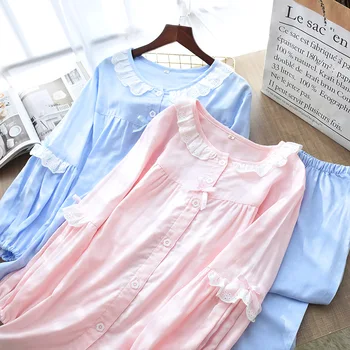 Summer New Women Pajamas Sleepwear Cotton Gauze 2PCS Sleep Suit Pijamas Lovely Intimate Lingerie Nightwear Soft Home Clothes
Summer New Women Pajamas Sleepwear Cotton Gauze 2PCS Sleep Suit Pijamas Lovely Intimate Lingerie Nightwear Soft Home Clothes