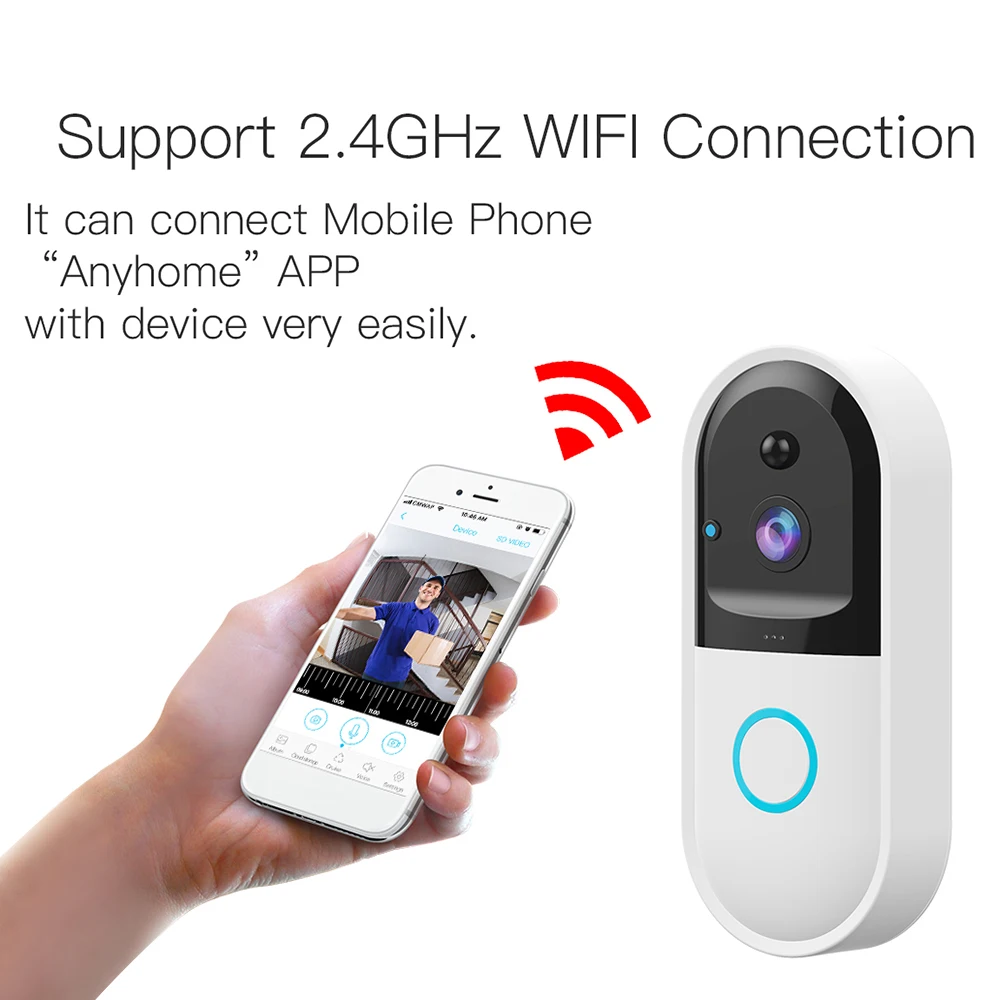New Smart Wireless Doorbell Wireless WiFi Video Door Bell Home Security PIR Motion Detection Night Vision Two-way Talk Door Bell
New Smart Wireless Doorbell Wireless WiFi Video Door Bell Home Security PIR Motion Detection Night Vision Two-way Talk Door Bell