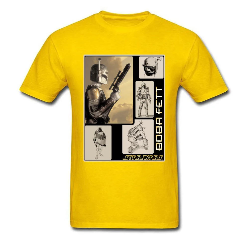 Star Wars Boba Fett Detailed Family Male T-shirts Crew Neck Short Sleeve 100% Cotton Fabric Tops T Shirt Geek Tee-Shirts Boba Fett Detailed yellow