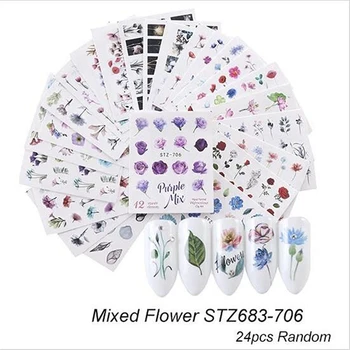 24pcs/pack Water Transfer Sticker For Nail Design Flower Leaf Slider Foil Tip Nail Art Decor Charm Manicure 
24pcs/pack Water Transfer Sticker For Nail Design Flower Leaf Slider Foil Tip Nail Art Decor Charm Manicure