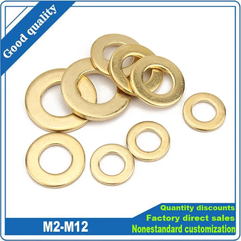 10/50 шт. GB97 DIN125 твердая латунная плоская медная шайба M2 5 M3 M4 M5 M6 M8 M10 M12 плотная