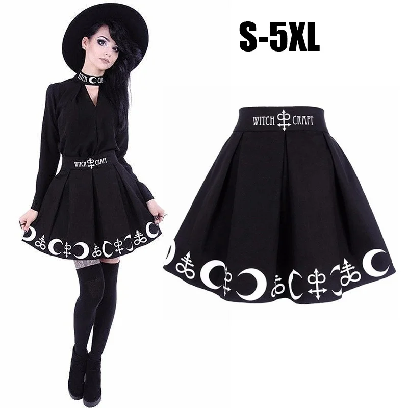 FEECOLOR Women Plus Size Black Elegent Restyle Witchcraft Moon & Occult Symbol Pleated Gothic Witch Lolita Skirt 
FEECOLOR Women Plus Size Black Elegent Restyle Witchcraft Moon & Occult Symbol Pleated Gothic Witch Lolita Skirt