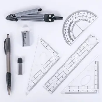 8pcs/set Portable Precision Geometry Protractor Drawing Compass Ruler Pencil Essentials Math Study Tool Kit 
8pcs/set Portable Precision Geometry Protractor Drawing Compass Ruler Pencil Essentials Math Study Tool Kit