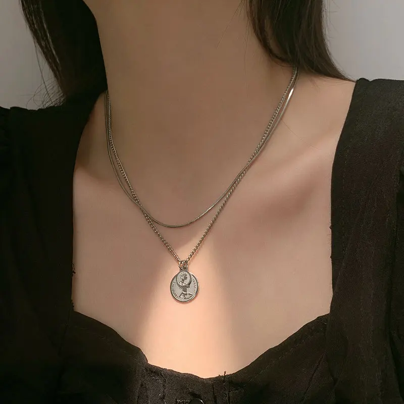 Новые модные хип хоп titanium стали многослойная цепочка с кулоном женское ожерелье